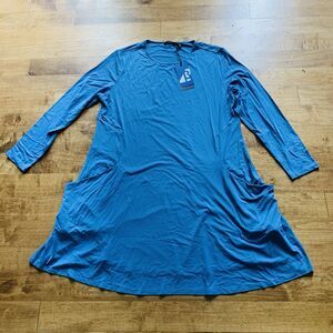 Betabrand Travel Dress Modal Silk Luxe Jersey Pockets Blue NEW Size XL